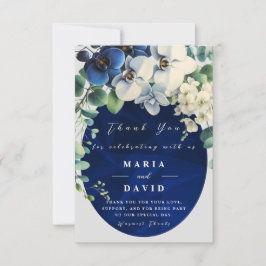 Navy Blue Floral Wedding Thank You Card Tack Kort