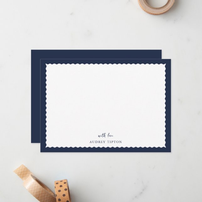 Navy Blue Frame Flat Note Card Anteckningskort (Fram/Back In Situ)
