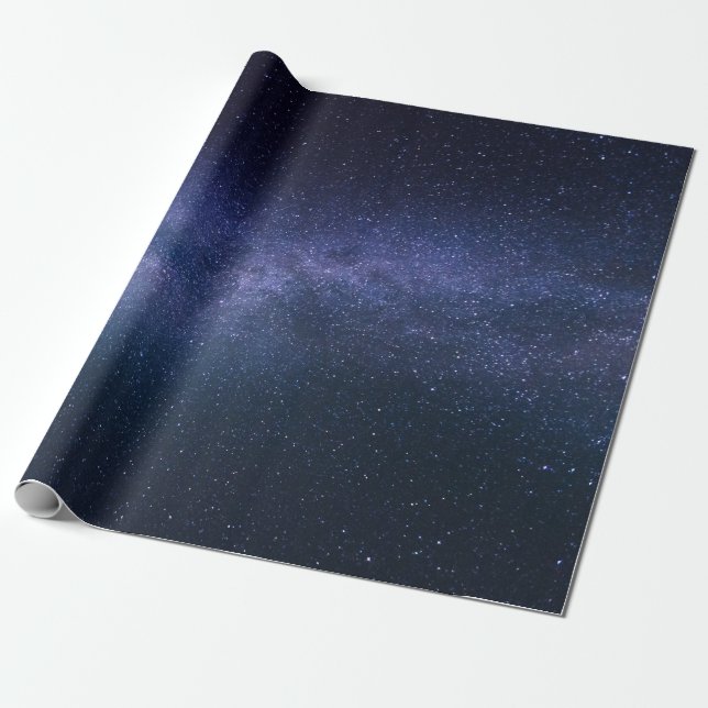Navy Blue Galaxy Starry Night Stars Presentpapper (Utrullad)