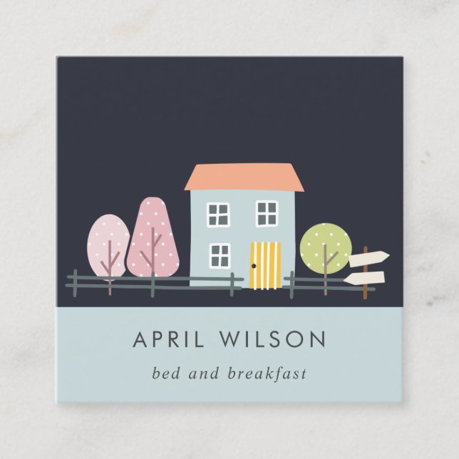 NAVY BLUE  GARDEN HOME STAY BED & BREAKFAST FYRKANTIGT VISITKORT (Framsida)