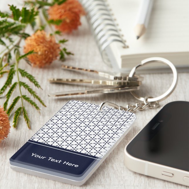 Navy Blue Geometric Pattern on White (Högra Framsidan)