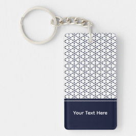 Navy Blue Geometric Pattern on White