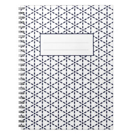 Navy Blue Geometric Pattern on White Anteckningsbok