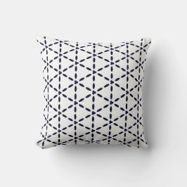 Navy Blue Geometric Pattern on White Kudde
