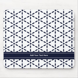 Navy Blue Geometric Pattern on White Musmatta