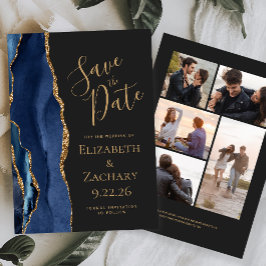 Navy Blue Gold Agat 5-Foto Mörk Spara Datumet
