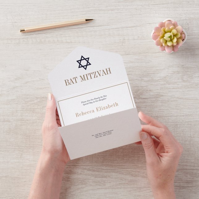 Navy Blue Gold Bar Bat Mitzvah Allt-i-ett  (Video)