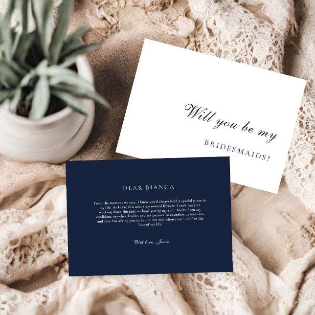 Navy Blue & Gold Bridesmaid Proposal Card Inbjudningar (Skapare uppladdad)