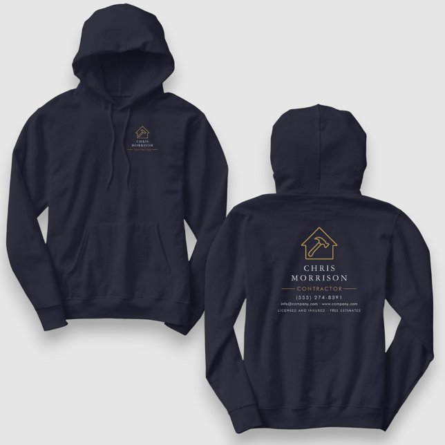 Navy Blue Gold Contractor Home Repair Work Hoodie (Skapare uppladdad)
