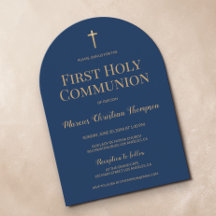 Navy Blue Gold Cross Pojke Första kommunion Båge