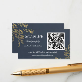 Navy Blue Gold Feather Wedding RSVP Enclosure Card Tilläggskort