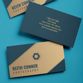 Navy Blue Gold Fotografi Geometrisk Fotograf Visitkort
