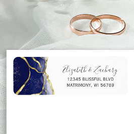 Navy Blue Gold Ink Wedding Return Address Returadress Etikett