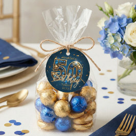 Navy Blue Gold Sapphire Gemstone 50th Birthday Gåvor Etiketter