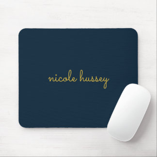 Navy Blue Gold Script  | Stylish Monogram Modern Musmatta
