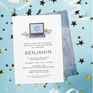 Navy Blue & Gold Virtuell Bar Mitzvah för bärbar