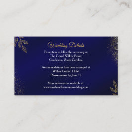 Navy Blue Gold Wedding Details Enclosure Card Tilläggskort