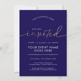 Navy Blue & Gold You Are Invited Företagsevenemang Inbjudningar
