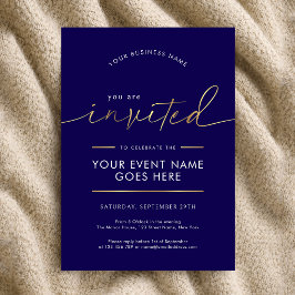 Navy Blue & Gold You Are Invited Företagsevenemang Inbjudningar