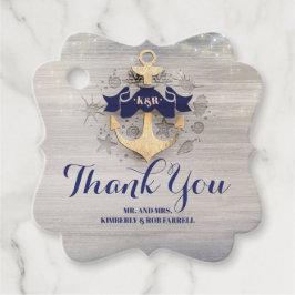 Navy Blue Golden Anchor Marin Tack Gåvor Etiketter