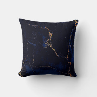 Navy Blue Golden Marble Kudde
