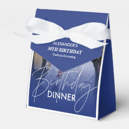 Navy Blue Gradient Photo Birthday Dinner Presentaskar