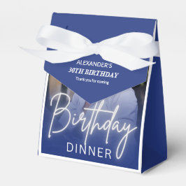 Navy Blue Gradient Photo Dinner Birthday Presentaskar
