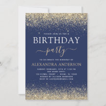 Navy Blue Guld - alla åldrar Födelsedag Glitter