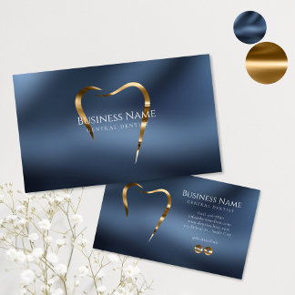 Navy Blue & Guld Dentist Affärskort Visitkort