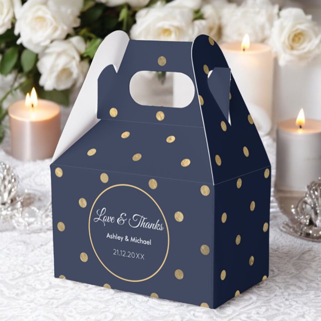 Navy Blue Guld Dots Mönster Birthday Favoritbox Presentaskar (Skapare uppladdad)