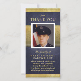 Navy Blue & Guld Elegance Tack Memorial Card