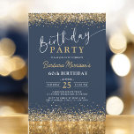 Navy Blue Guld Glitter, 60:e födelsedag Inbjudningar<br><div class="desc">Fira en milstolpe i stil med denna marinblåa Guld Glitter vid 60:e födelsedag. Designad med en sofistikerad marin blå bakgrund och skarpa accenter från guld glitter är denna inbjudan perfekt för en elegant och en minnesvärd 60-årsfirande. Vare sig det gäller en formell middag eller ett livligt party, tillför den här...</div>
