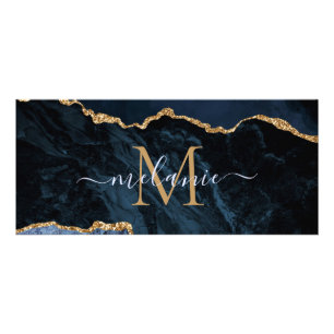 Navy Blue Guld Glitter Ditt Brev Namn-rackkort Reklamkort