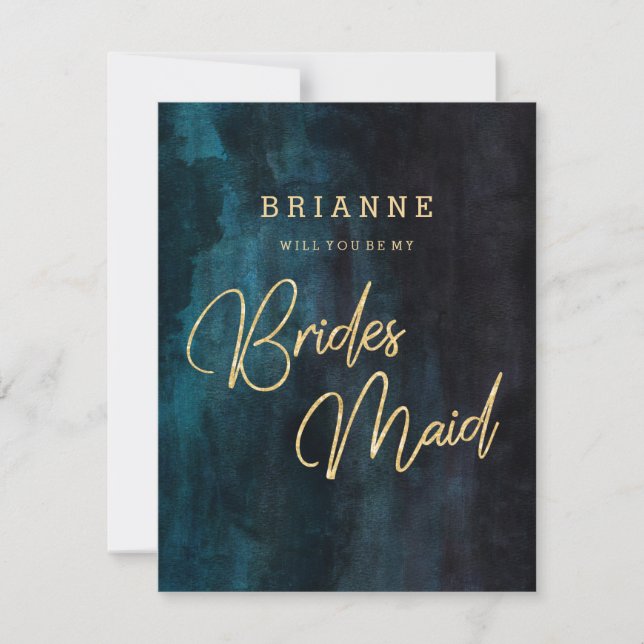 Navy Blue & Guld kommer att bli min bridesmaid Inbjudningar (Framsida)