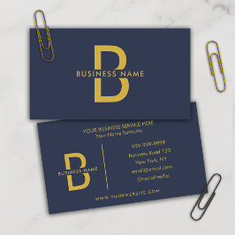 Navy Blue & Guld minimalist Modern Professionell Visitkort