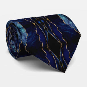 Navy Blue Guld Modern Neck Tie Slips