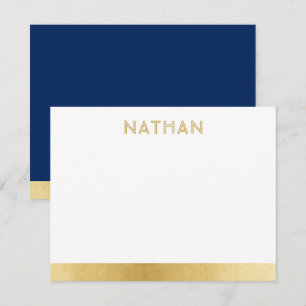 Navy Blue Guld Modern Pub Mitzvah - tackkort Tack Kort