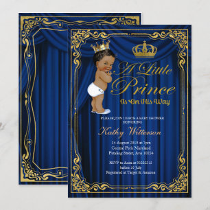 Navy Blue Guld Prince Ethnic Baby Shower inbjudan
