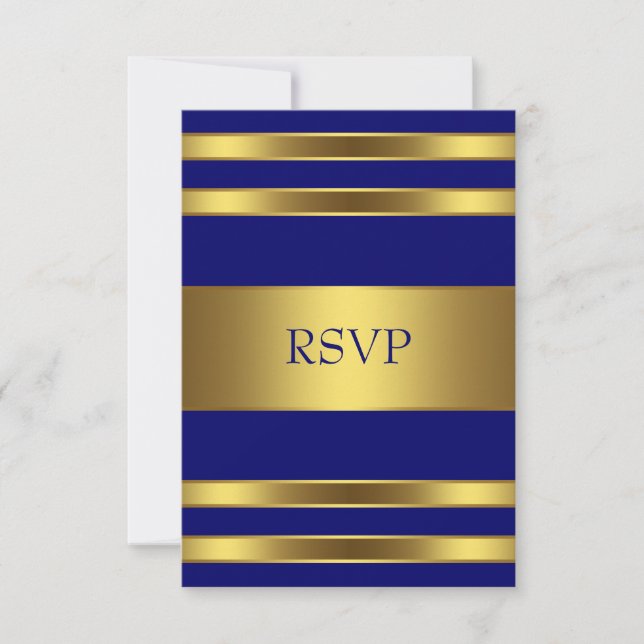 Navy Blue Guld RSVP OSA Kort (Framsida)