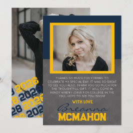 Navy Blue & Guld Studenten 2 Photo Tackto You Card Inbjudningar