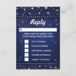 Navy Blue Guld & White Stars OSA MENU Selections Kort