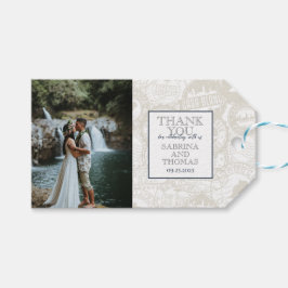 Navy Blue Hawaii Bröllop Photo Presentetikett