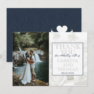 Navy Blue Hawaii Bröllop Photo Tack Kort