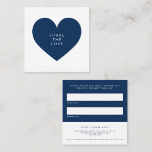 Navy Blue Heart Minimalist Kärlek Business Rabattkort