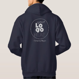 Navy Blue Hoodie +din vita Logotyp på baksidan