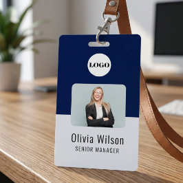 Navy Blue ID Card | Custom Logo Employee Photo
