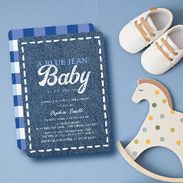 Navy Blue Jean Baby Boy Baby Shower Inbjudningar