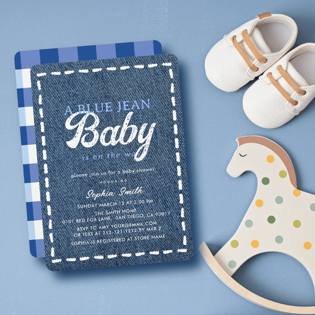 Navy Blue Jean Baby Boy Baby Shower Inbjudningar (Skapare uppladdad)