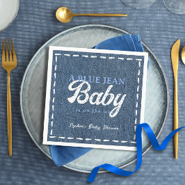 Navy Blue Jean Baby Boy Baby Shower  Pappersservett