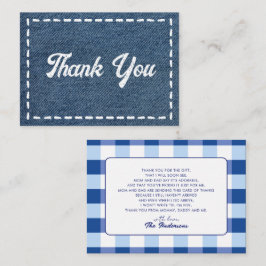 Navy Blue Jean Baby Boy Baby Shower Thank You Anteckningskort